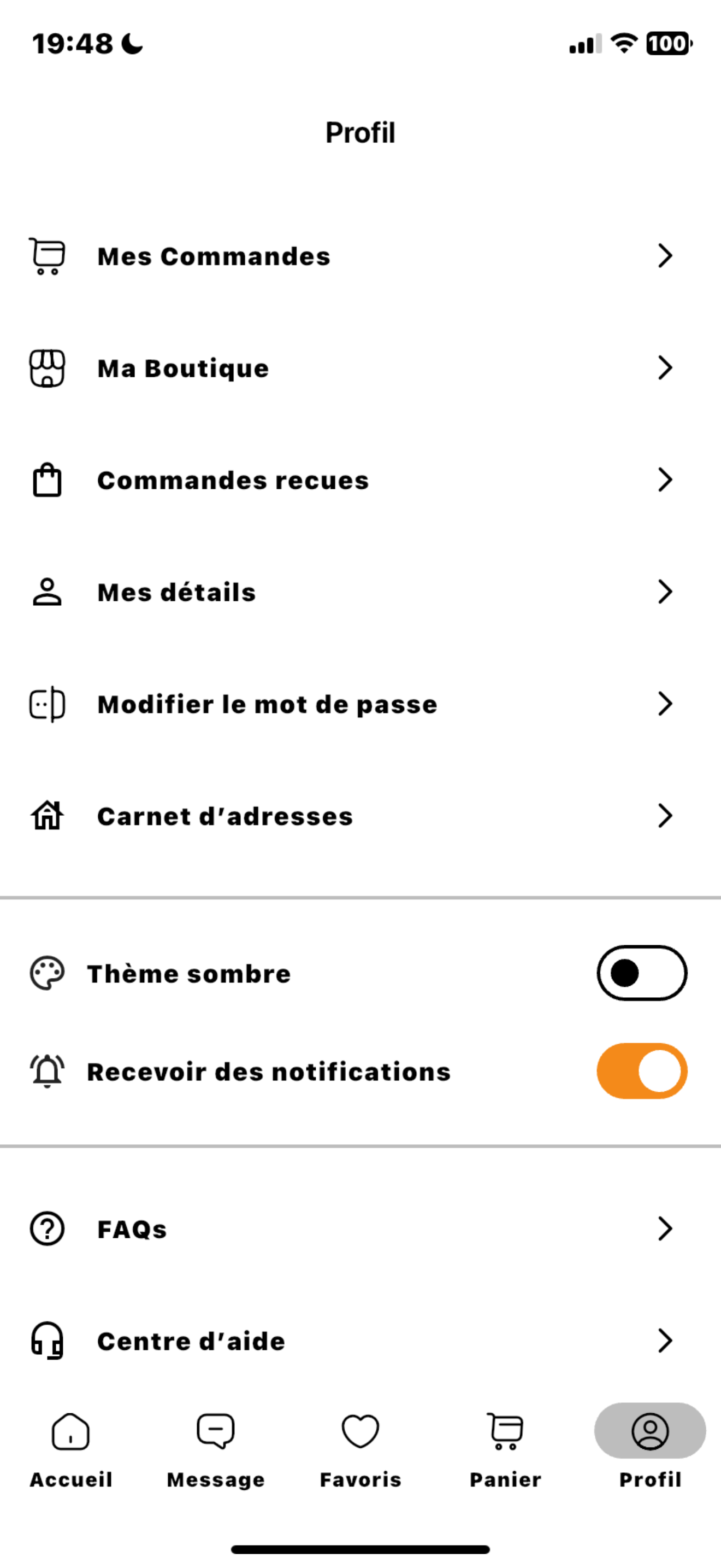 Interface Profil