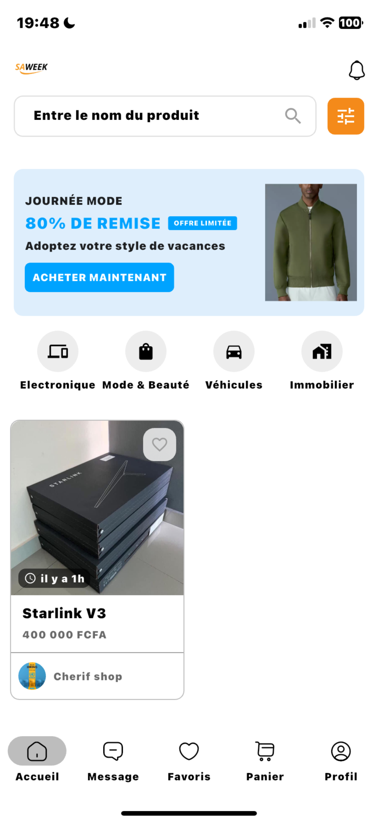Accueil produit